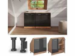 Vicco Armario de cocina para techo inclinado antracita alto brillo 80x46x81.6 r-line