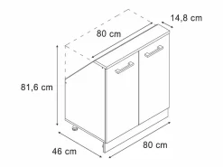 Hot Armario de cocina para techo inclinado blanco casa de campo 80x46x81.6 r-line Armario Para Buhardilla