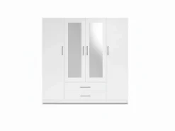 Online Saldosystocks Armario de Dormitorio 4 Puertas W, con Espejo, Blanco