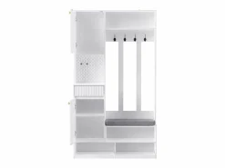 Sale Armario de entrada completo con banco, 4 ganchos, puertas y cajones, MDF, (100x180x35cm) Blanco