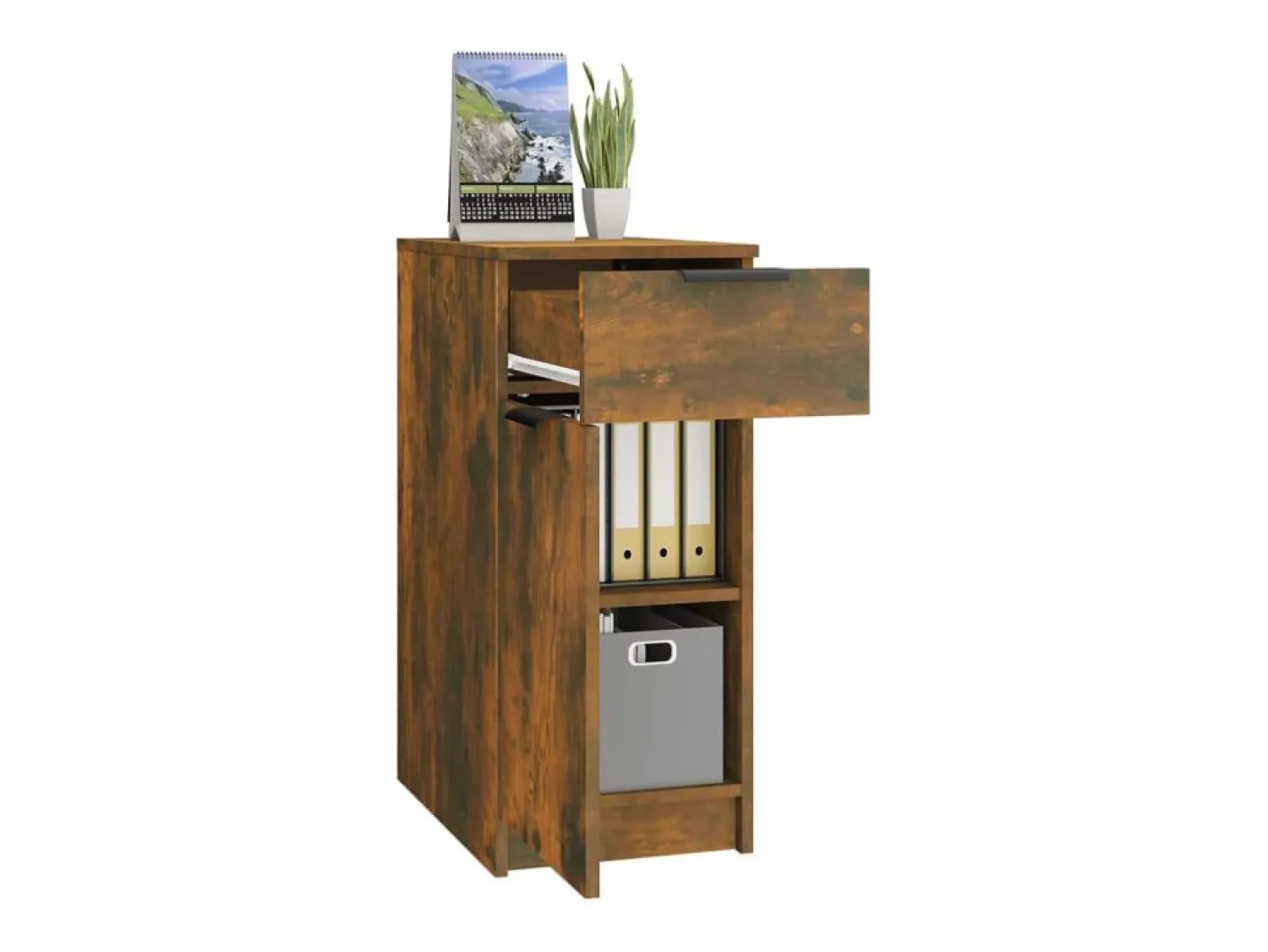 Best Armario de escritorio aglomerado roble ahumado 33,5x50x75 cm ES793854 Armario Oficina