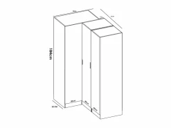 Vente-unique Armario de esquina de 6 puertas y 3 cajones L213 cm en color - LISTOWEL