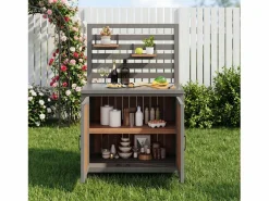 Discount Armario de jardín de madera - 80 x 51 x 148,5 cm - con encimera + estantes + 2 puertas - natural Armario De Jardín