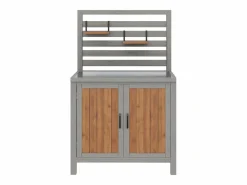 Discount Armario de jardín de madera - 80 x 51 x 148,5 cm - con encimera + estantes + 2 puertas - natural Armario De Jardín