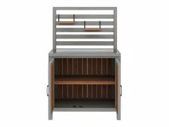 Discount Armario de jardín de madera - 80 x 51 x 148,5 cm - con encimera + estantes + 2 puertas - natural Armario De Jardín