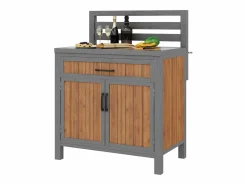 Merax Armario de jardín de madera - 80 x 51 x 119 cm - con encimera + cajón + 2 puertas - natural