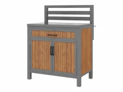 Merax Armario de jardín de madera - 80 x 51 x 119 cm - con encimera + cajón + 2 puertas - natural