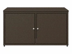 Armario de jardín marrón de resina tejida, 110 x 55 x 60,5 cm.