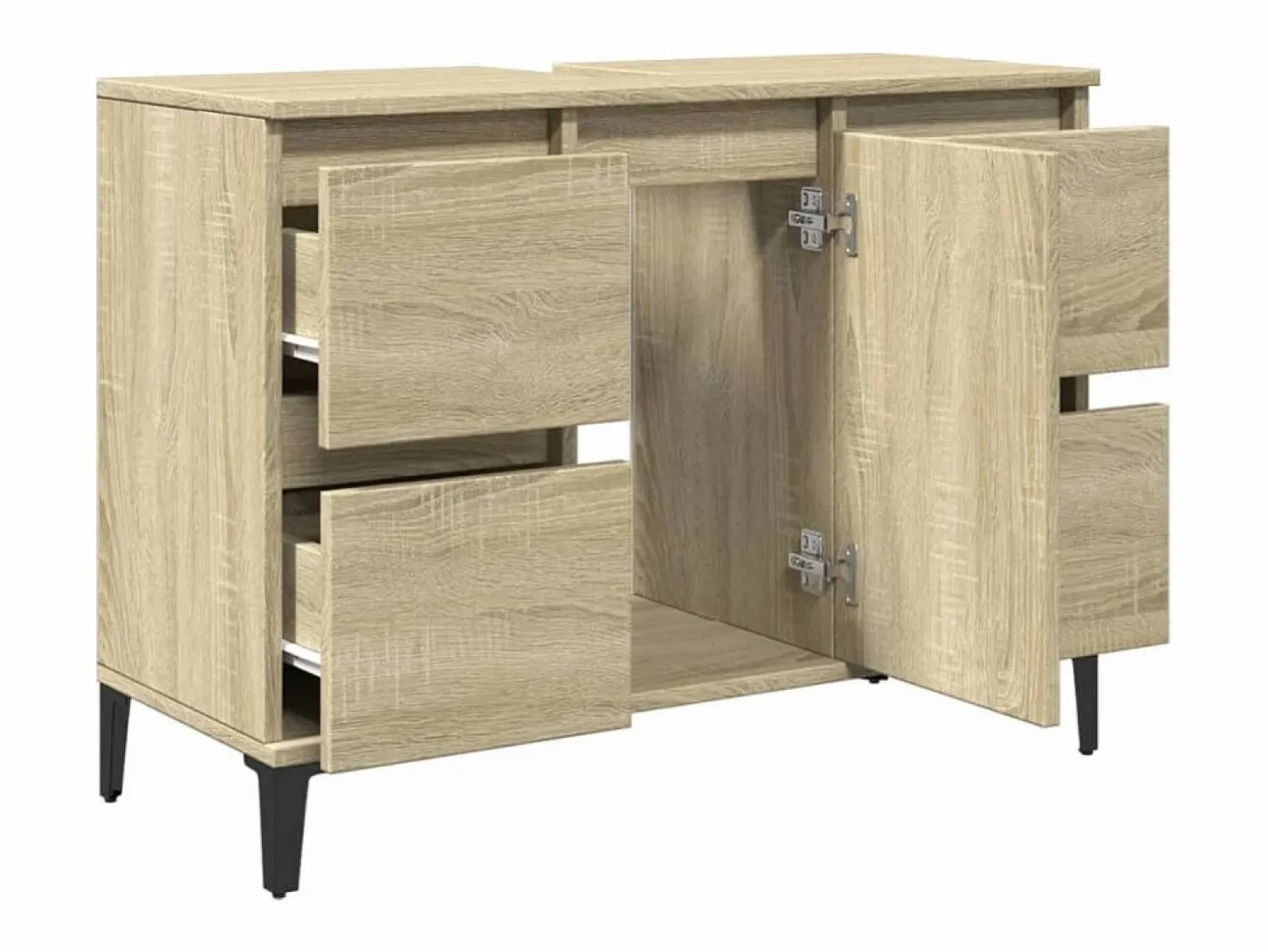 Clearance Armario de lavabo madera contrachapada roble Sonoma 80x33x60 cm Mueble De Lavabo