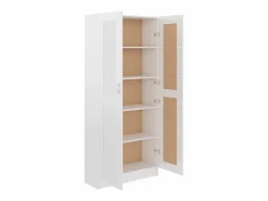 Outlet vidaxl Armario de libros contrachapada brillo 82,5x30,5x185,5cm Blanco
