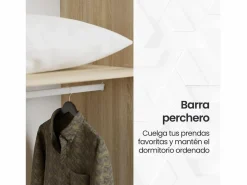 Hot Armario de Madera con 2 Puertas Correderas y Altillo – Puccini Grafito, Ideal para Dormitorios de Matrimonio e Infantiles, 150x208x55 cm Beige