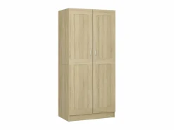 Clearance Armario de madera contrachapada color roble 82,5x51,5x180 cm ES392909 Marru00f3n