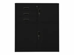 Outlet Armario de oficina de acero 90x40x102 cm ES825072 Negro