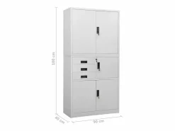 vidaxl Armario de oficina de acero claro 90x40x180 cm