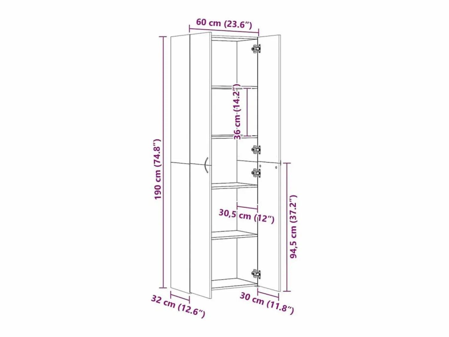Clearance Armario de oficina de madera contrachapada 60x32x190 cm Armario Oficina