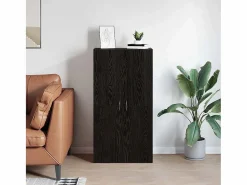 Armario de oficina de roble negro de 60 x 32 x 115 cm de madera de ingeniería