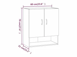 Best Armario de pared madera contrachapada roble sonoma 60x31x70 cm Mueble De Pared Para Baño
