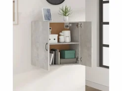 Outlet Armario de pared madera contrachapada hormigón 60x31x60 cm ES921582 Mueble De Pared Para Baño