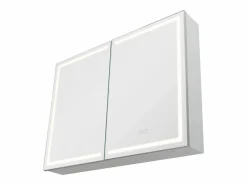 Online Armario de Pared para Baño SucceBuy Armario de Tocador con Espejo HD y LED de 3 Colores con Intensidad Variable, Enchufes y Puertos USB, 60 x 80 cm Blanco