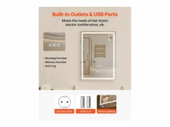 Hot Armario de Pared para Baño SucceBuy Armario de Tocador con Espejo y LED de 3 Colores con Intensidad Variable, Función de Desempañado, 50 x 70 cm Blanco