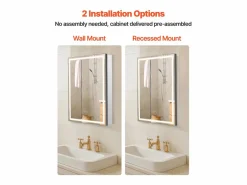 Hot Armario de Pared para Baño SucceBuy Armario de Tocador con Espejo y LED de 3 Colores con Intensidad Variable, Función de Desempañado, 50 x 70 cm Blanco