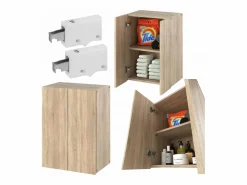 Best Armario de pared roble Sonoma 40x25x60cm - Mueble alto y columna para cuarto de baño Color natural oscuro