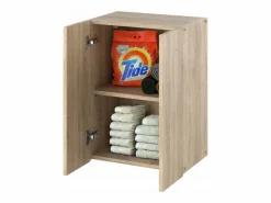 Best Armario de pared roble Sonoma 40x25x60cm - Mueble alto y columna para cuarto de baño Color natural oscuro