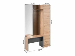 Armario de pasillo 122x190x37 cm aspecto natural industrial