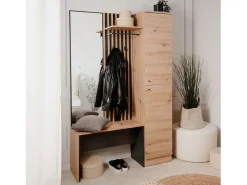 Armario de pasillo 122x190x37 cm aspecto natural industrial