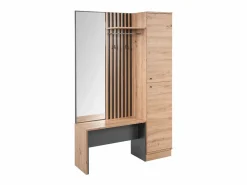 Armario de pasillo 122x190x37 cm aspecto natural industrial