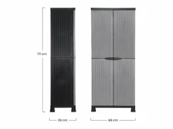 Online THINIA HOME Armario de Resina Exterior con Escobero y 4 Baldas 171x68x39cm Gris