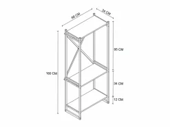 Armario De Ropa De Metalico Con Compartimentos Gran Capacidad 160X66X34 Safir Armario Abierto, Vestidor