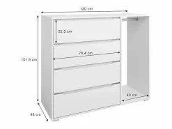 Online Vicco Armario de ropa para niños 120x48x101.9 ruben Blanco