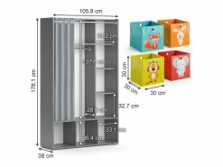 Vicco Armario de ropa para niños 105.8x38x178.1 luigi