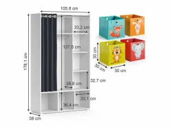 Discount Armario de ropa para niños 105.8x38x178.1 luigi Muebles Niño