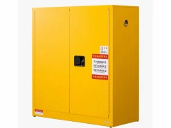Sale Armario de Seguridad SucceBuy para Productos Inflamables de 110 L 109,2 x 46 x 118 cm, Armario Cortafuegos para Líquidos Inflamables, en Acero Laminado Amarillo