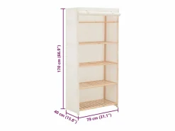 New Armario de tela 79x40x170 cm Mueble Perchero