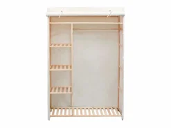 Sale Armario de tela y madera de pino 110x40x170 cm Mueble Perchero
