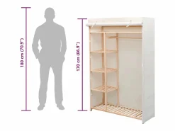 Sale Armario de tela y madera de pino 110x40x170 cm Mueble Perchero