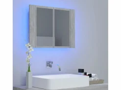 New Armario espejo baño luz LED acrílico hormigón 60x12x45 cm ES236629 Gris