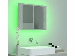 New Armario espejo baño luz LED acrílico hormigón 60x12x45 cm ES236629 Gris