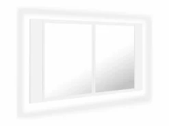 vidaxl Armario espejo de baño con luz LED acrílico 80x12x45 cm