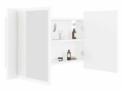vidaxl Armario espejo de baño con luz LED acrílico 80x12x45 cm