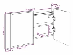 vidaxl Armario espejo de baño con luz LED acrílico 80x12x45 cm