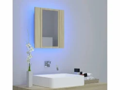 Armario espejo de baño LED acrílico roble Sonoma 40x12x45 cm ES578840