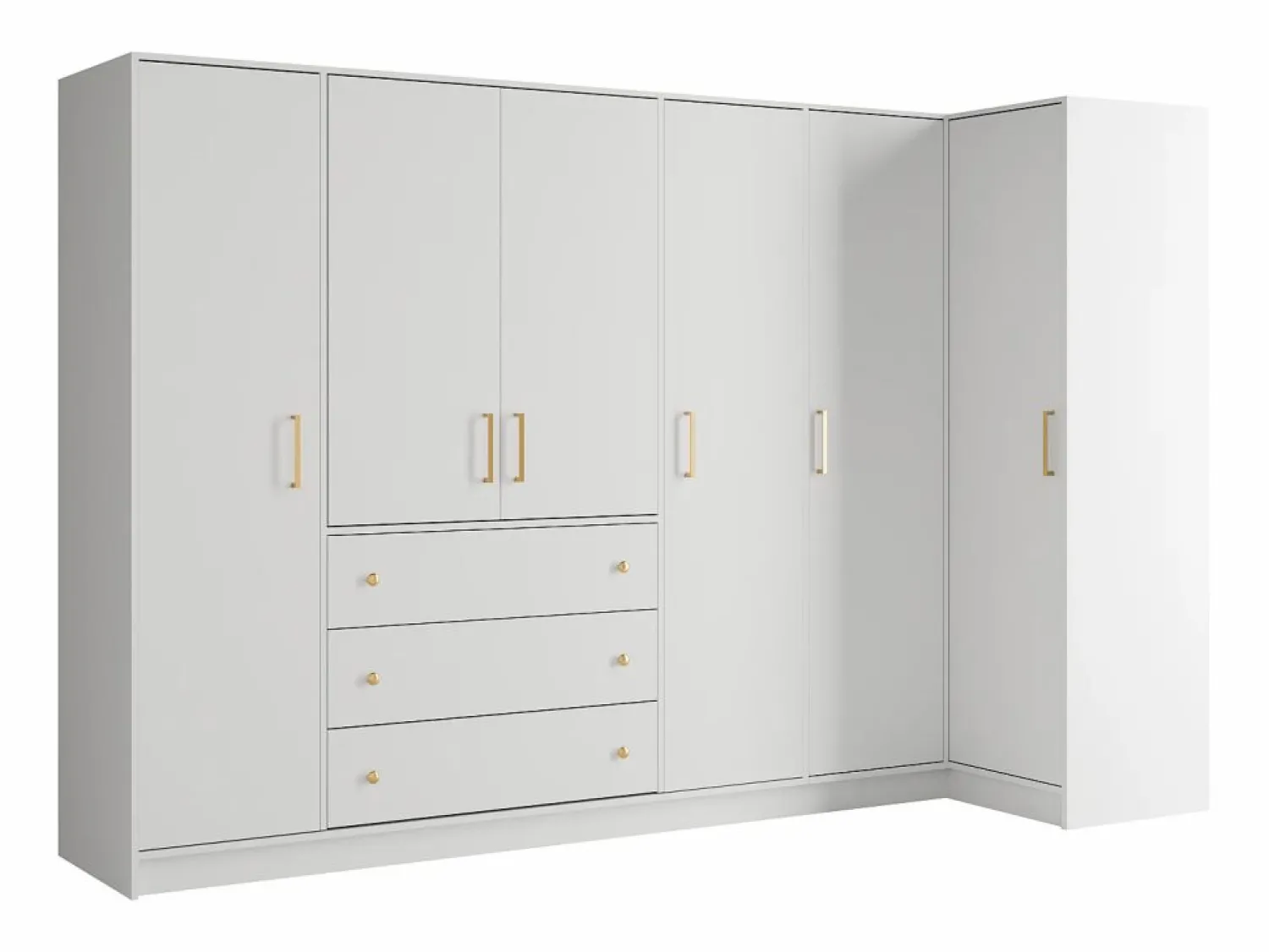 Online Armario esquinero 6 puertas y 3 cajones L311 cm en color - LIZANDRO Armario