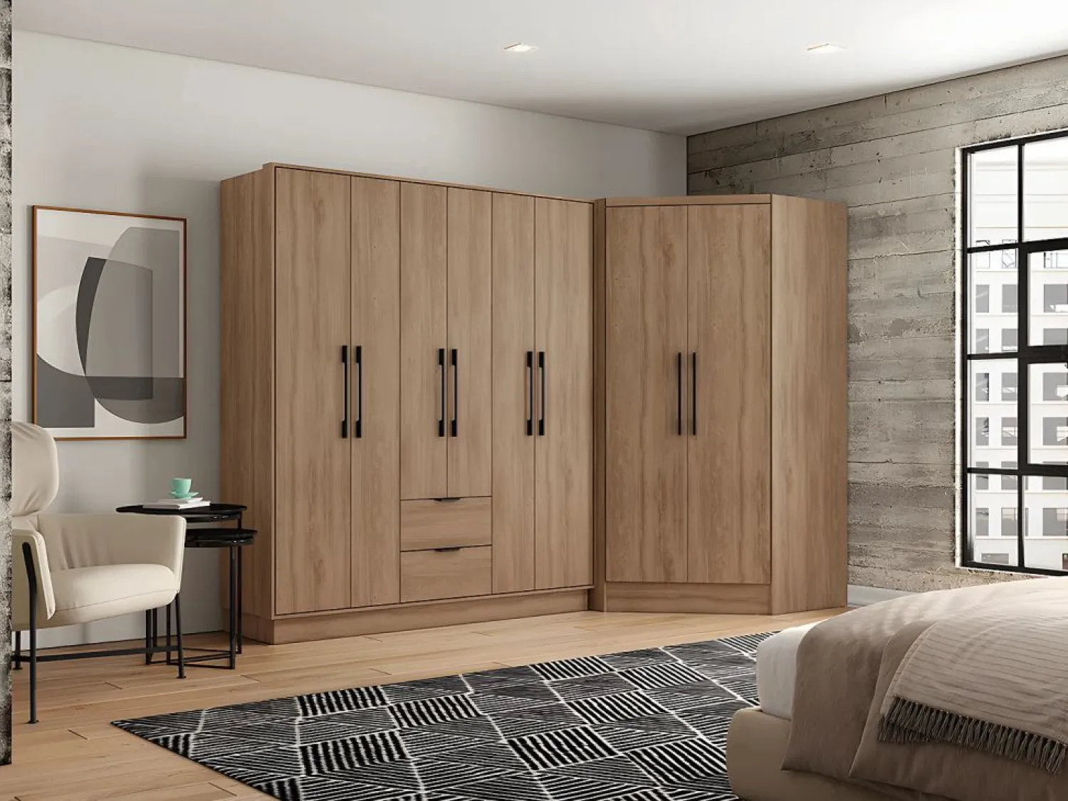 Clearance Vente-unique Armario esquinero de 2 puertas L101 cm color natural - AURALI Color natural claro