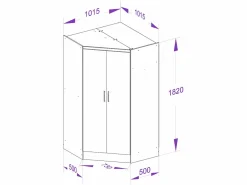 Outlet Vente-unique Armario esquinero de 8 puertas y 2 cajones L263 cm color natural - FEOVA Color natural claro