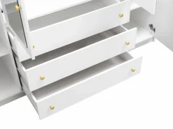Vente-unique Armario esquinero de 6 puertas y 3 cajones con espejos L311 cm en color - LIZANDRO