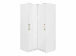 Vente-unique Armario esquinero de 6 puertas y 3 cajones con espejos L311 cm en color - LIZANDRO
